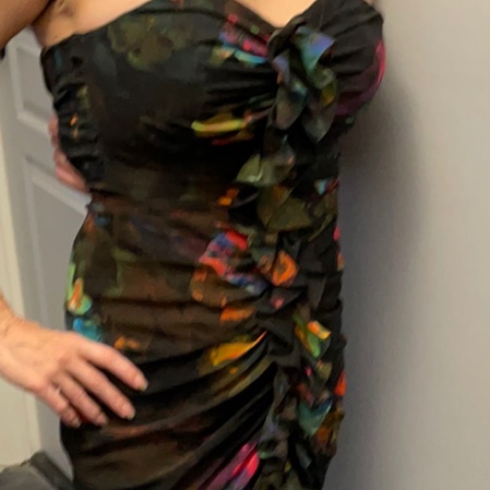 H&M Sweetheart cut, floral print, strapless dress